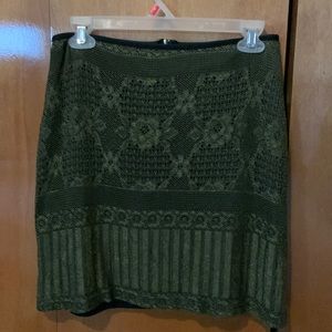 Green lace over black skirt size 10